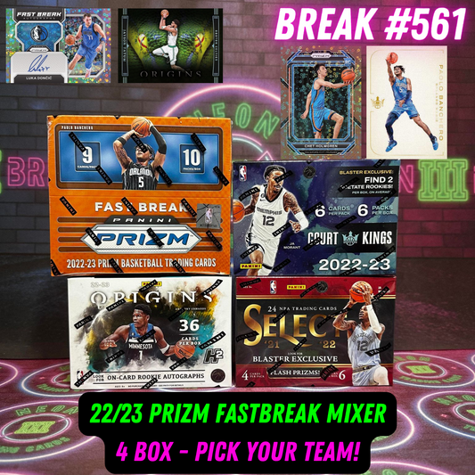 Break 561 - NBA 22/23 Prizm Fast Break  4 Box Mixer - Pick Your Team!