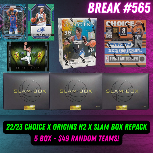 Break 565 - NBA 22/23 Slam Box Repack Mixer ft Prizm Choice & Origins H2 - 5 Box Random Teams!