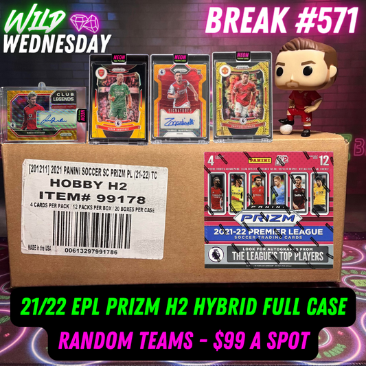 Break 571 - 21/22 EPL Prizm H2 Hybrid - FULL CASE - 20 Boxes - RANDOM TEAMS