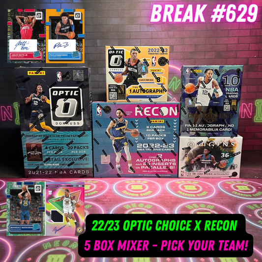 Break 629 - NBA 22/23 Choice Optic x Recon 5 Box Mixer - Pick Your Team!