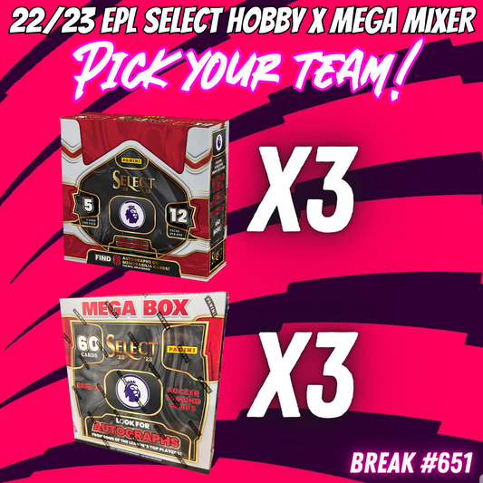 Break 651 - 22/23 EPL Select Hobby x Mega 6 Box Mixer - Pick Your Team/Player!