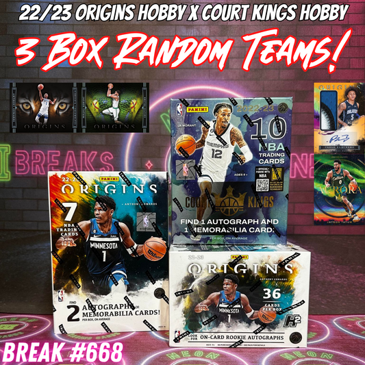 Break 668 - NBA 22/23 Origins x Court Kings Hobby - 3 Box Random Teams!