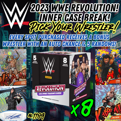 Break 1189 - 2023 WWE Revolution Inner Case Break - 8 Boxes - Pick Your Wrestler - Kaboom Hunting!