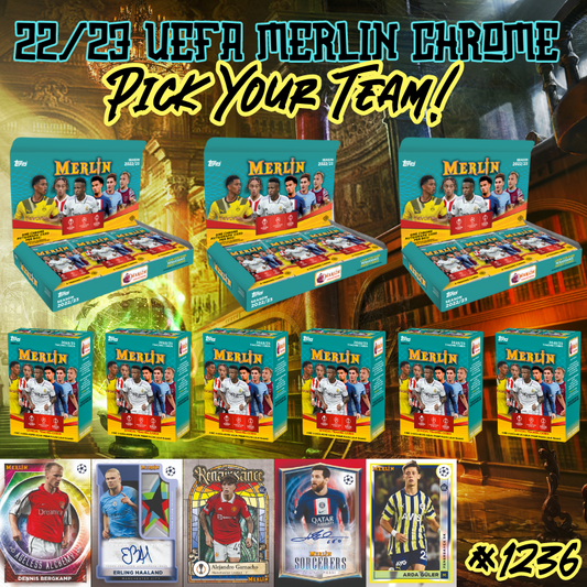 Break 1236 - 22/23 Topps UEFA Merlin Chrome 9 Box Hobby x Blasters Mixer - Pick Your Team