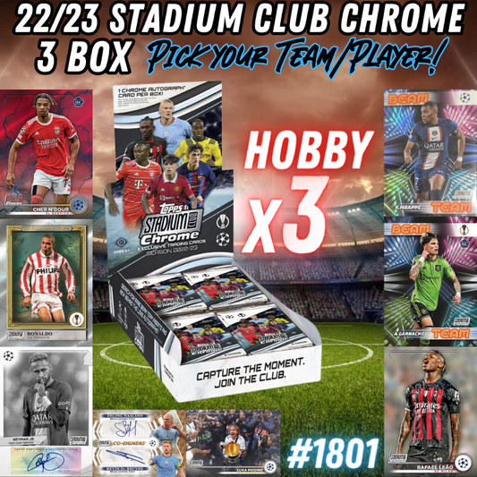 Break 1801 - 22/23 UCL Stadium Club Hobby 3 Box - Pick Your Team/Player!