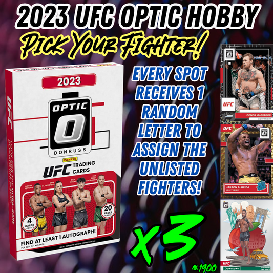 Break 1900 - 2023 Panini UFC Optic Hobby - 3 Box - Pick Your Fighter & Random Letter!