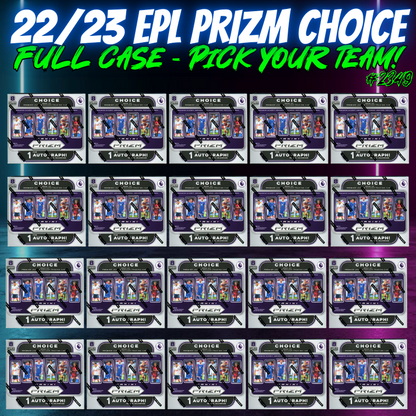 Break 2349 - 22/23 Panini Prizm EPL CHOICE - Full Case - 20 Boxes - Pick Your Player / Team