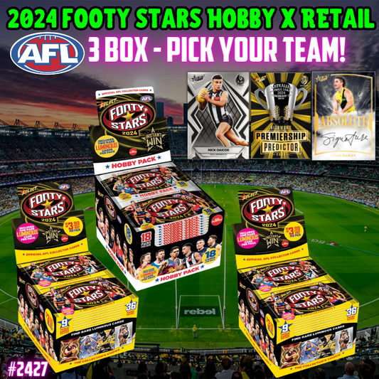 Break 2427 - Select 2024 AFL Footy Stars Hobby x Retail 3 Box Pick Your Team!