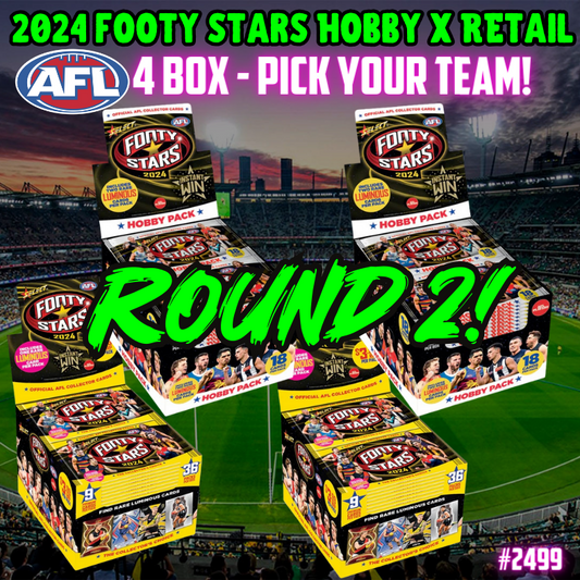 Break 2499 - Select 2024 Footy Stars Hobby x Retail 4 Box Mixer - Pick Your Team ROUND 2