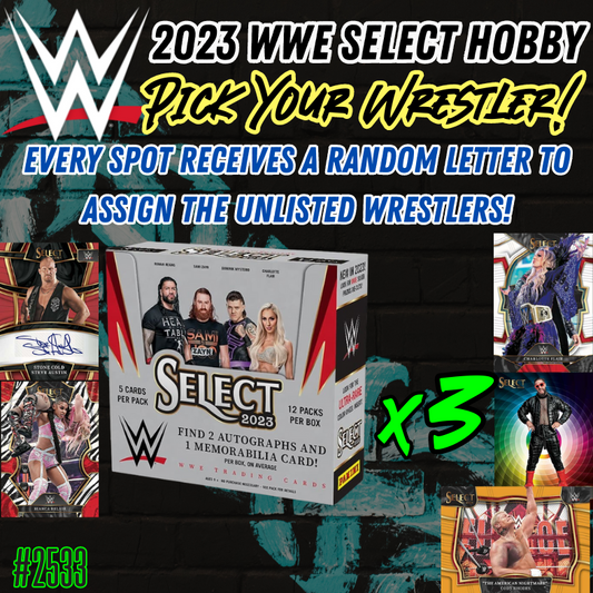 Break 2533 - 2023 WWE Select Hobby - 3 Box  - Pick Your Team!