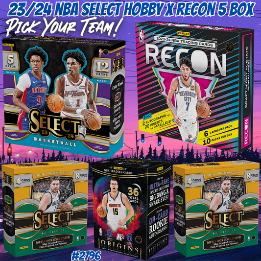 Break 2796 - NBA 23/24 Select x Recon Hobby 5 Box - Pick Your Team!