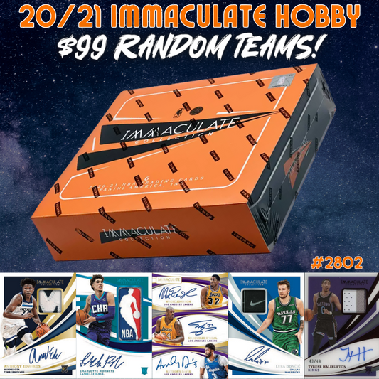 Break 2802 - NBA 20/21 Immaculate Hobby - $99 Random Teams!
