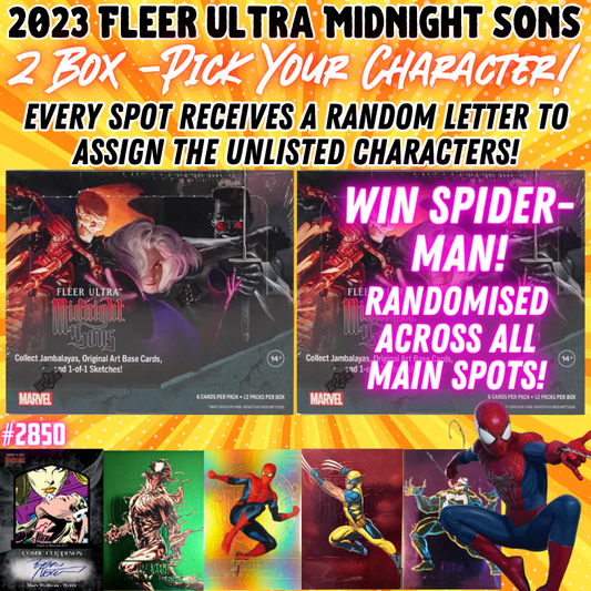 Break 2850 - 2023 Fleer Ultra Midnight Sons Hobby - 2 Box - Pick Your Character + Random Letter!