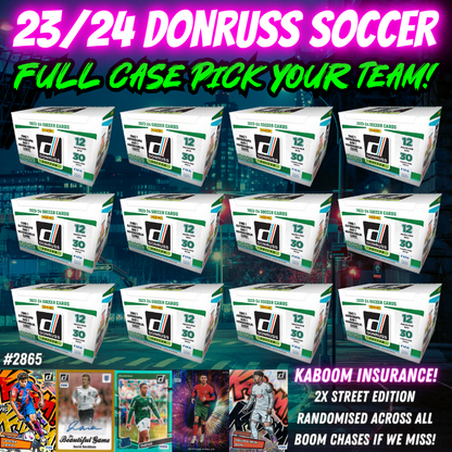 Break 2865 - 23/24 Donruss Soccer Hobby 12 Box FULL CASE - Pick Your Team/Player!
