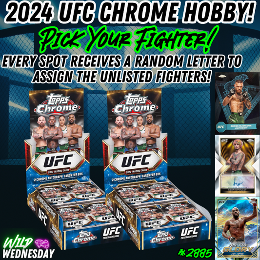 Break 2885 - 2024 UFC Topps Chrome Hobby 2 Box - Pick Your Fighter + Random Letter!