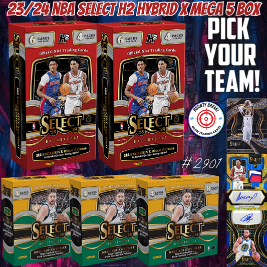 Break 2901 - NBA 23/24 Select H2 Hybrid x Mega 5 Box - Pick Your Team!