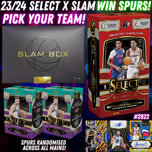Break 2922 - NBA 23/24 Select H2 Hybrid x Slam 4 Box - WIN SPURS - Pick Your Team!