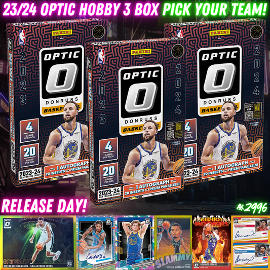 Break 2996 - NBA 23/24 Optic Hobby RELEASE DAY 3 Box - Pick Your Team!