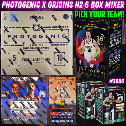 Break 3096 - NBA 23/24 Photogenic x Origins H2 6 Box - Pick Your Team!