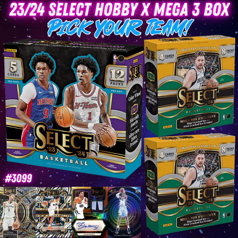 Break 3099 - NBA 23/24 Select Hobby x Mega 3 Box - Pick Your Team!