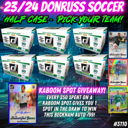 Break 3110 - 23/24 Donruss Soccer Hobby - Half Case - Pick Your Team!