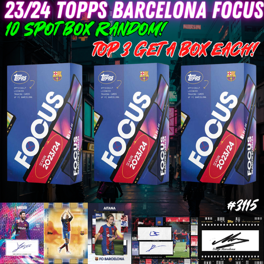 Break 3115 - 23/24 Topps Barcelona Focus 3 Box - 10 Spot Box Random!