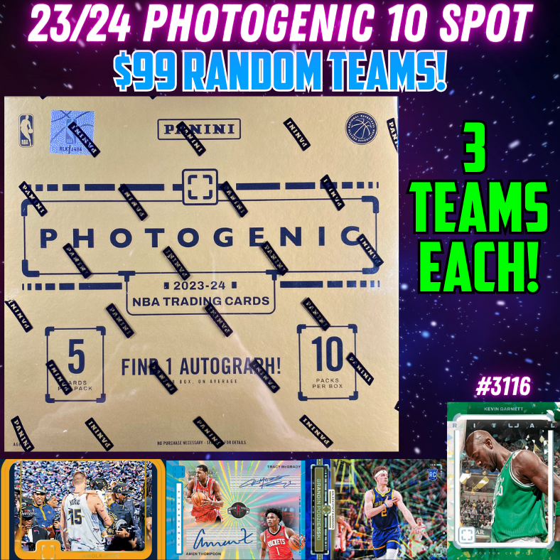 Break 3116 - NBA 23/24 Photogenic Hobby 10 Spot - $99 Random Teams!