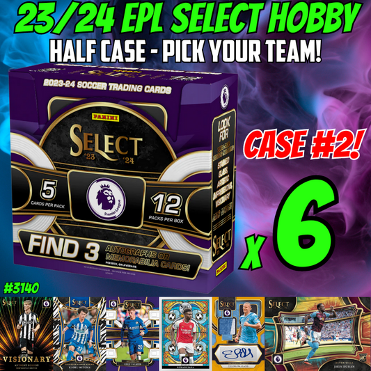 Break 3140 - 23/24 EPL Select Hobby 6 Box HALF CASE - Pick Your Team/Player!