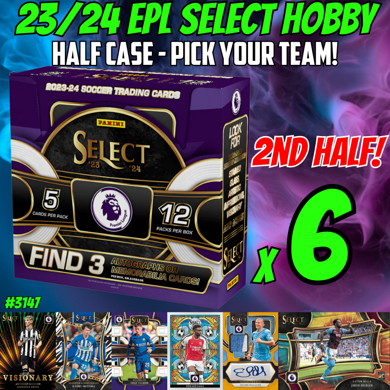 Break 3147 - 23/24 EPL Select Hobby 6 Box 2ND HALF CASE - Pick Your Team/Player!