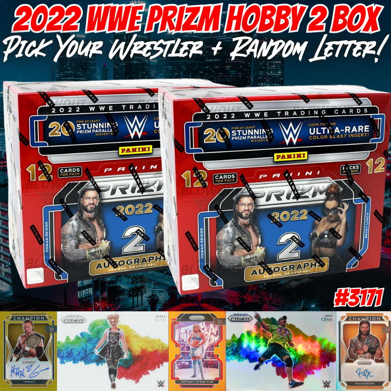 Break 3171 - 2022 WWE Prizm Hobby 2 Box - Pick Your Wrestler + Random Letter!