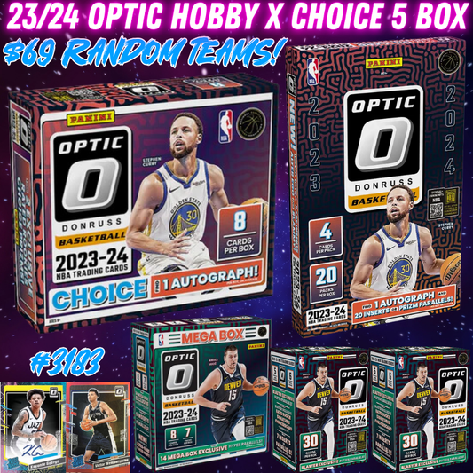 Break 3183 - NBA 23/24 Optic Hobby x Choice 5 Box - $69 Random Teams!