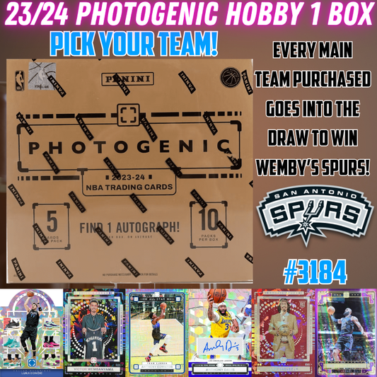 Break 3184 - NBA 23/24 Photogenic Hobby - WIN SPURS - Pick Your Team!