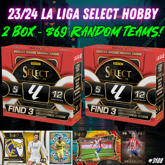 Break 3188 - 23/24 La Liga Select Hobby 2 Box - $69 A SPOT!