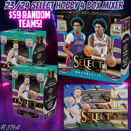 Break 3194 - NBA 23/24 Select Hobby 4 Box Mixer - $59 Random Teams!