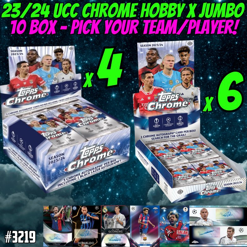 Break 3219 - 23/24 Topps UCC Chrome Hobby x Jumbo 10 Box - Pick Your Team/Player!