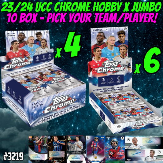 Break 3219 - 23/24 Topps UCC Chrome Hobby x Jumbo 10 Box - Pick Your Team/Player!