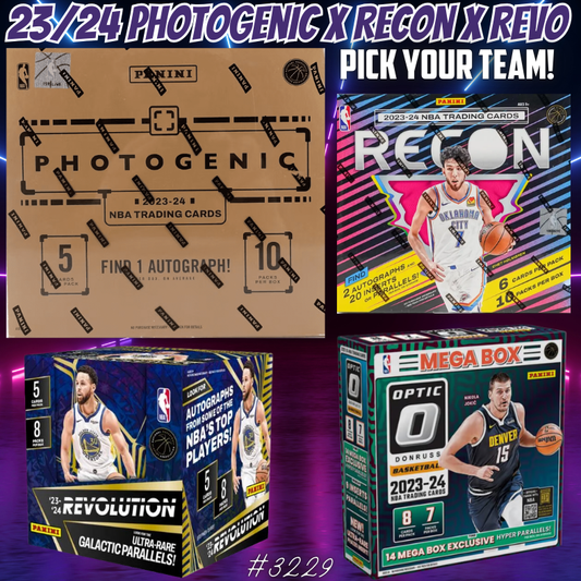 Break 3229 - NBA 23/24 Photogenic x Recon x Revo TRIPLE HOBBY - Pick Your Team!