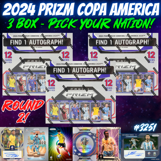 Break 3251 - 2024 Prizm COPA America Hobby - 3 BOX - Pick Your Nation ROUND 2