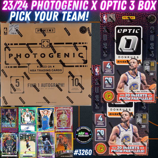 Break 3260 - NBA 23/24 Photogenic x Optic International Hobby 3 Box - Pick Your Team!