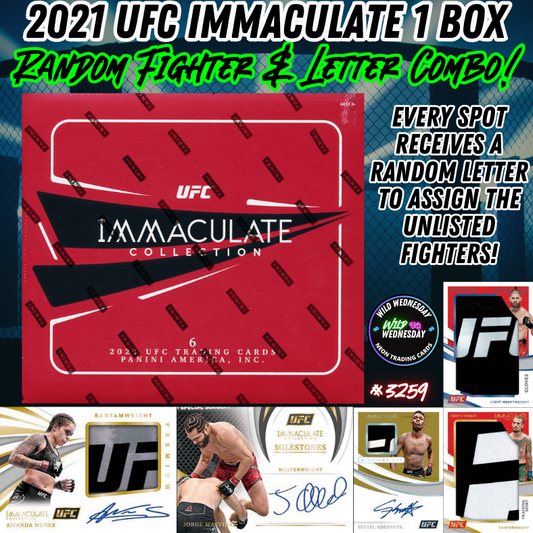 Break 3259 - 2021 UFC Immaculate Hobby - Random Fighter Combo & Letter!