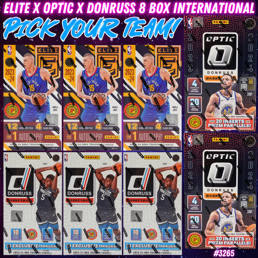 Break 3265 - NBA 23/24 Optic x Elite x Donruss International Hobby 8 Box - Pick Your Team!