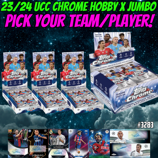 Break 3283 - 23/24 Topps UCC Chrome Hobby x Jumbo 4 Box - Pick Your Team/Player!