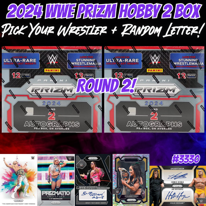 Break 3330 - 2024 WWE Prizm Hobby 2 Box - Pick Your Wrestler + Random Letter!