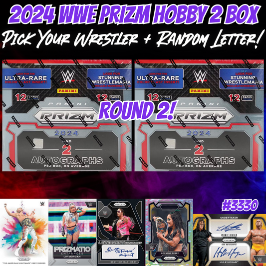 Break 3330 - 2024 WWE Prizm Hobby 2 Box - Pick Your Wrestler + Random Letter!