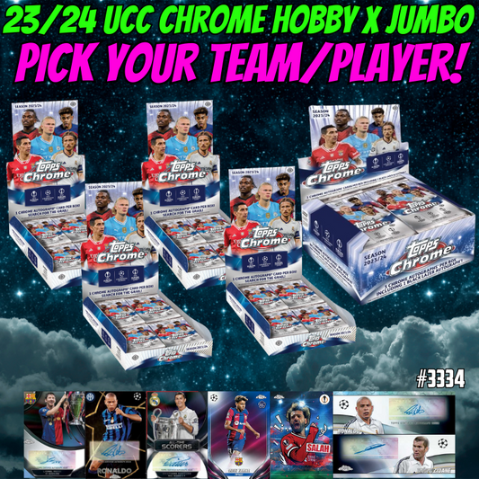 Break 3334 - 23/24 Topps UCC Chrome Hobby x Jumbo 5 Box - Pick Your Team/Player!