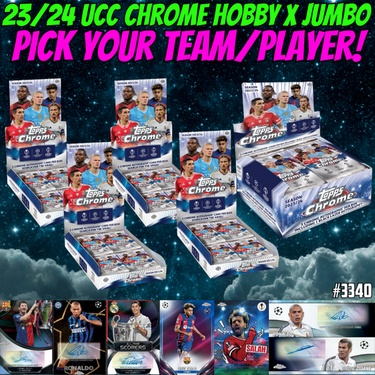 Break 3340 - 23/24 Topps UCC Chrome Hobby x Jumbo 5 Box - Pick Your Team/Player!