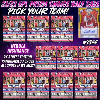 Break 3344 - 2021-22 EPL Prizm Choice - HALF CASE - 10 Boxes - Pick Your Team!