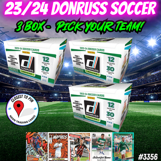 Break 3356 - 23/24 Donruss Soccer Hobby - 3 Box - Pick Your Team!