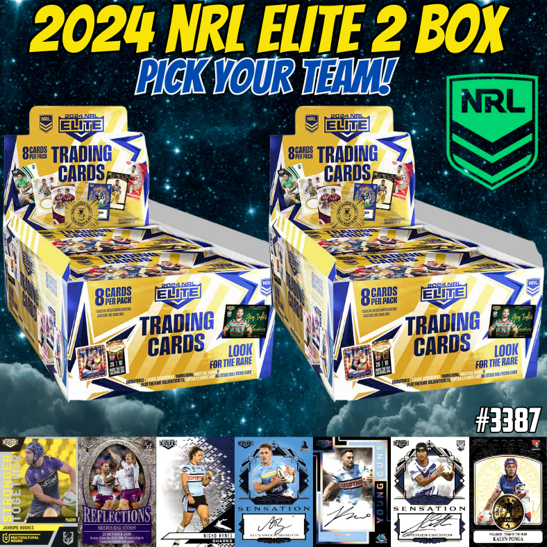 Break 3387 - 2024 NRL Elite 2 Box - Pick Your Team! – Neon Trading Cards