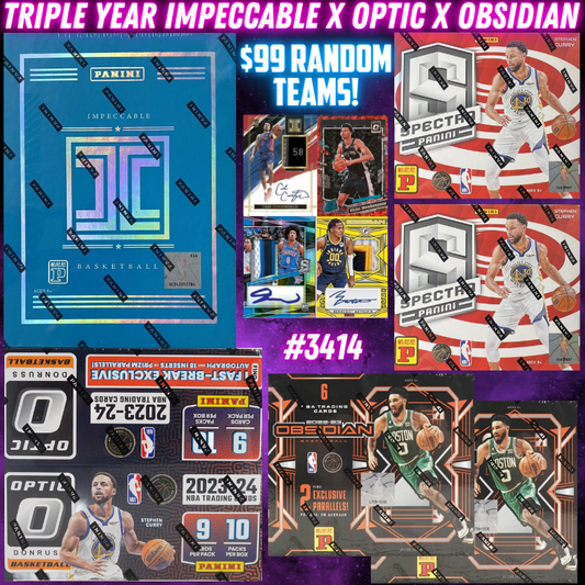 Break 3414 - NBA Triple Year Impeccable x Optic x Obsidian 6 Box - $99 Random Teams!